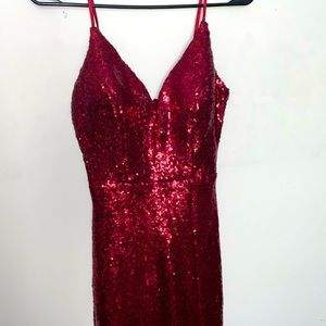 Juniors 5/6 Red Sequin Evening Dress